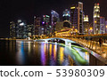 Singapore skyline at night 53980309