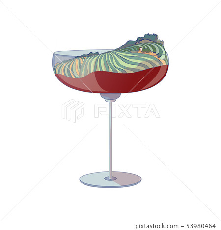 Striped fields inside a wine glass. Vector illustration on white background. 53980464