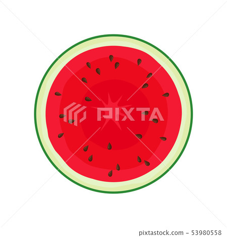 Round slice of watermelon. Vector illustration on white background. 53980558