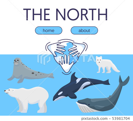 Arctic and Antarctica wild nature protection vector illustration for web sites and landing page 53981704
