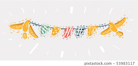 Colorful bunting for decoration of invitations Colorful bunting for decoration of invitations 53983117