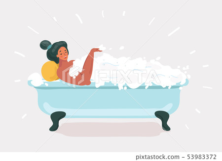 Woman taking a bath. Relaxing girl in bathroom. 53983372