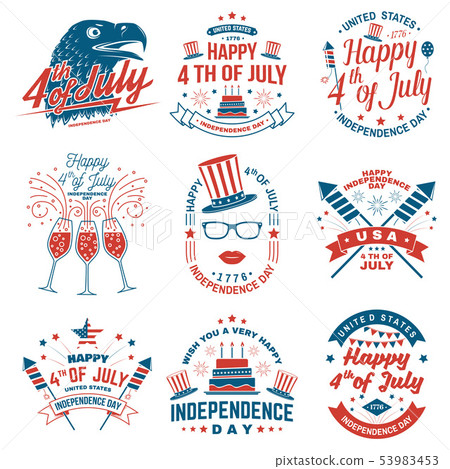 Set of Vintage 4th of july design. Fourth of July felicitation classic postcard. Independence day Set of Vintage 4th of july design. Fourth of July felicitation classic postcard. Independence day 53983453