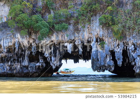 Tham Lot Cave at Talu Island in Phang-Nga Bay, Tham Lot Cave at Talu Island in Phang-Nga Bay, 53984215