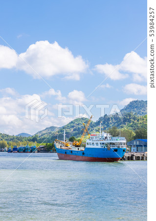 Commercial sea port on Andaman sea at border of Commercial sea port on Andaman sea at border of 53984257