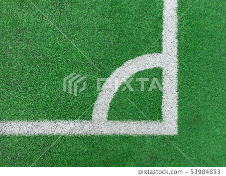 green sport football field with white marker line 53984853