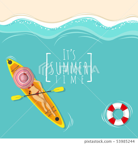 sexy woman in bikini swimming suit on kayak boat sexy woman in bikini swimming suit on kayak boat 53985244