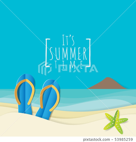 flip flops slipper and starfish on sandy beach 53985259