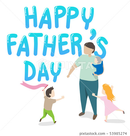 vector of happy father's day. father with many kid vector of happy father's day. father with many kid 53985274
