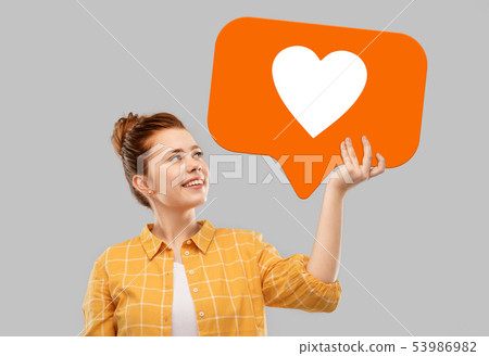 red haired teenage girl holding heart icon red haired teenage girl holding heart icon 53986982