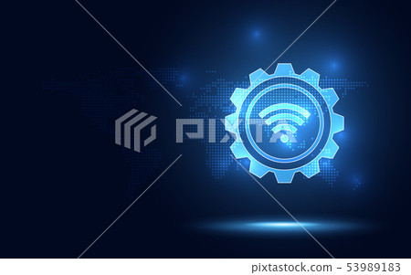 Futuristic blue wireless connection abstract Futuristic blue wireless connection abstract 53989183