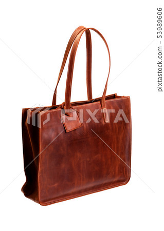 Brown lather bag isolated on white background Brown lather bag isolated on white background 53989606