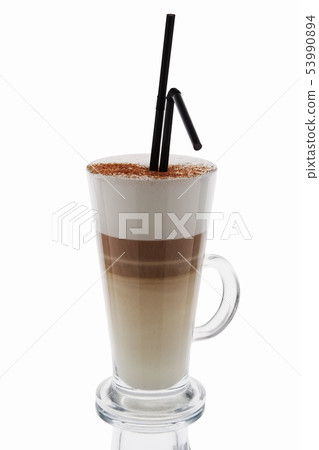 Cappuccino in tall glass isolated on white 53990894