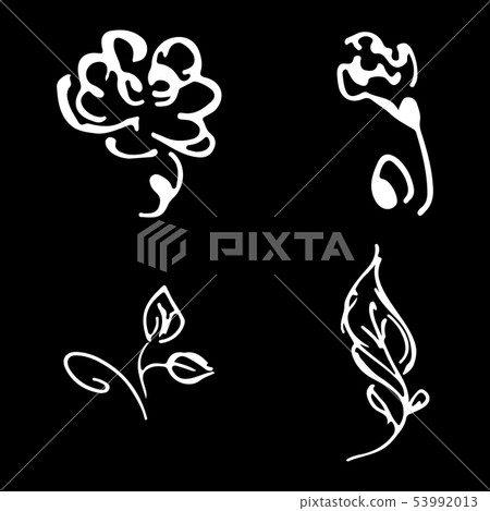 Flowers and branches hand drawn doodle collection 53992013
