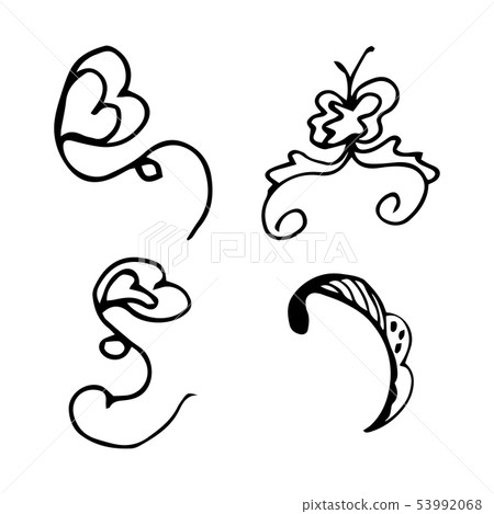 Flowers and hearts hand drawn doodle collection - Stock Illustration ...