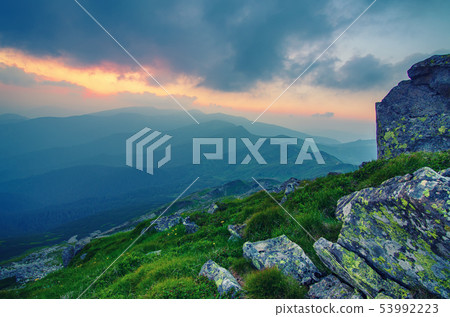 Mountain sunset landscape Mountain sunset landscape 53992223