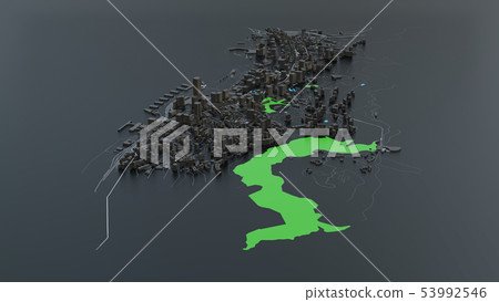 3D futuristic city architecture 3D futuristic city architecture 53992546