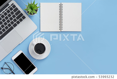 辦公室 commerce indigo color work office designer mockup flat lay design 53993232