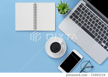 辦公室 commerce indigo color work office designer mockup flat lay design 53993234