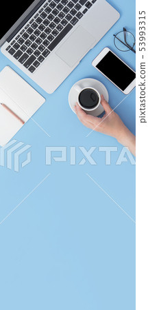 辦公室 commerce indigo color work office designer mockup flat lay design 53993315