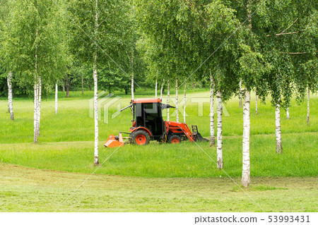 Tractor mowing grass Tractor mowing grass 53993431