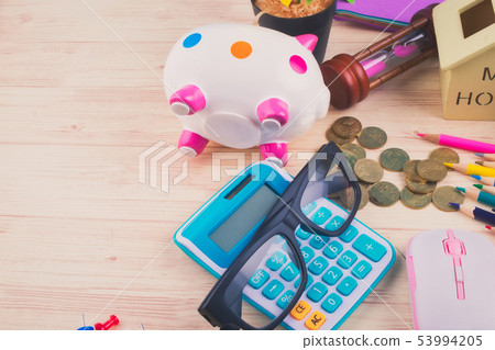 workspace or desk concept with accessories workspace or desk concept with accessories 53994205
