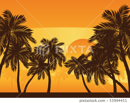 Palm Tree at Sunset - Stock Illustration [53994451] - PIXTA