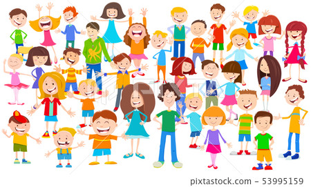 cartoon children huge group background - Stock Illustration ...