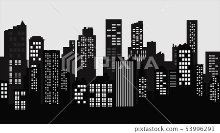 Silhouette City landscape. Modern building 53996291