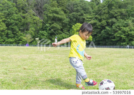 Kid boy ball play portrait Kid boy ball play portrait 53997016