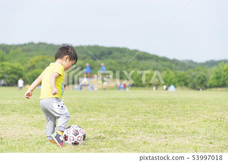 Kid boy ball play portrait Kid boy ball play portrait 53997018