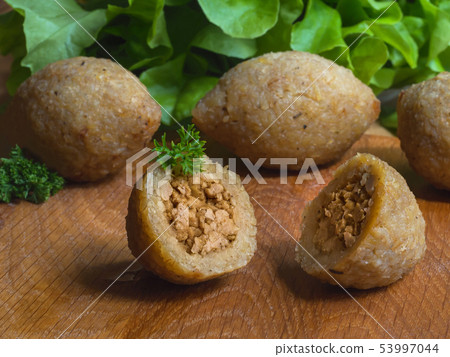 Arabic meat appetizer Kibbeh. Close up 53997044