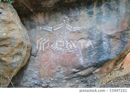 世界綜合遺產卡卡杜國家公園的X-射線透視岩石繪畫在澳大利亞 世界綜合遺產卡卡杜國家公園的X-射線透視岩石繪畫在澳大利亞 53997281