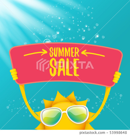 vector summer happy sun holding sale offer sign vector summer happy sun holding sale offer sign 53998648