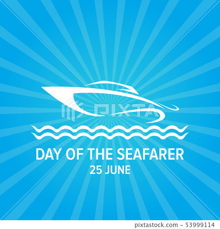 Day of the seafarer 25 june. Vector slhouette of yach or boat 53999114