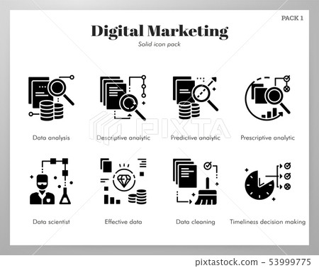 Data analytics icons Solid pack 53999775
