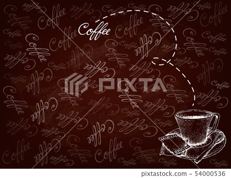 Hand Drawn Background of Coffee Mug with Roasted 54000536
