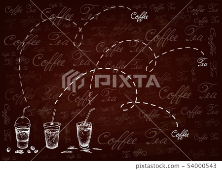 Hand Drawn Background of Iced Coffee and Tea 54000543