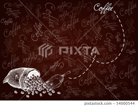 Hand Drawn Background of Coffee Beans in A Sack 54000544