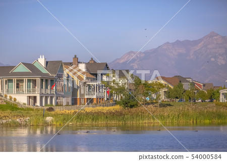Homes along the waterfront of Oquirrh Lake in Utah 54000584