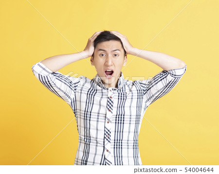 Portrait of Amazed excited funny Man Portrait of Amazed excited funny Man 54004644