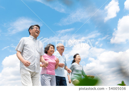 Senior, Exercise, Walk, Jogging, Blue Sky 54005036