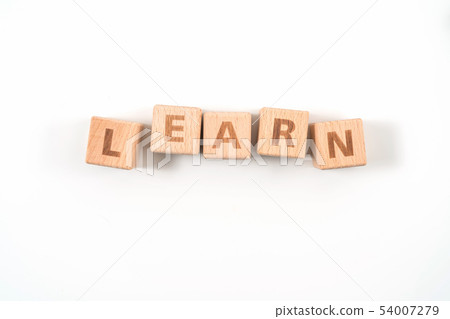 word LEARN on wood cube dices on white background. word LEARN on wood cube dices on white background. 54007279