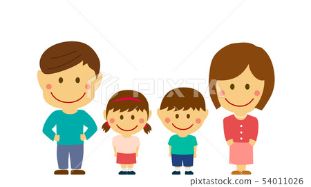Deformed / Two-Head Full-body Figure Illustration / Family Lined in a Single Row (Nuclear Family / Parents / Parents) Deformed / Two-Head Full-body Figure Illustration / Family Lined in a Single Row (Nuclear Family / Parents / Parents) 54011026