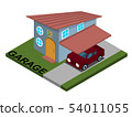 Isometric blue grey garage house with repair 54011055