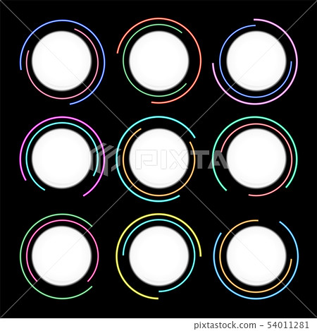 round circle button with color glow line on black  54011281