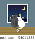 couple lover cat sit together looking outside 54011282