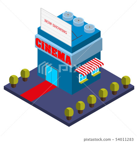 Isometric dard blue cinema theater with billboard 54011283