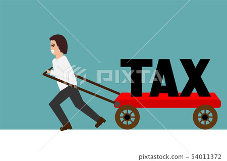 business man try to pull TAX cart money management 54011372