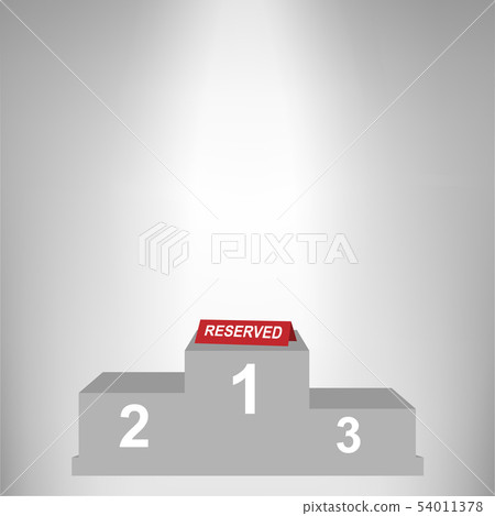 Red reservation notice on first winner podium 54011378